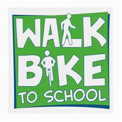 Bicycle Walk Bike School Sign Green Blue Medium Glasses Cloth (2-side) by Alisyart