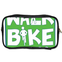 Bicycle Walk Bike School Sign Green Blue Toiletries Bags by Alisyart