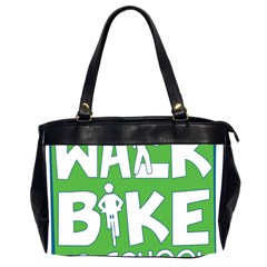 Bicycle Walk Bike School Sign Green Blue Office Handbags (2 Sides)  by Alisyart