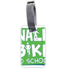 Bicycle Walk Bike School Sign Green Blue Luggage Tags (two Sides)