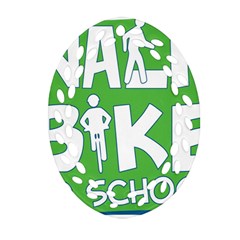 Bicycle Walk Bike School Sign Green Blue Ornament (oval Filigree)