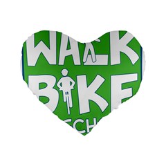 Bicycle Walk Bike School Sign Green Blue Standard 16  Premium Heart Shape Cushions