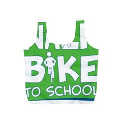 Bicycle Walk Bike School Sign Green Blue Full Print Recycle Bags (s)  by Alisyart