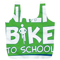 Bicycle Walk Bike School Sign Green Blue Full Print Recycle Bags (L) 