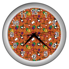 Wine Cheede Fruit Purple Yellow Orange Wall Clocks (silver) 