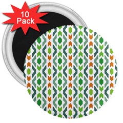 Chevron Wave Green Orange 3  Magnets (10 Pack)  by Alisyart