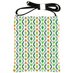 Chevron Wave Green Orange Shoulder Sling Bags by Alisyart