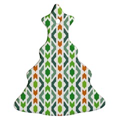 Chevron Wave Green Orange Christmas Tree Ornament (two Sides)