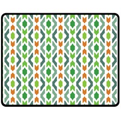 Chevron Wave Green Orange Double Sided Fleece Blanket (medium)  by Alisyart