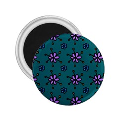 Blue Purple Floral Flower Sunflower Frame 2 25  Magnets