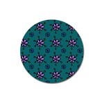 Blue Purple Floral Flower Sunflower Frame Magnet 3  (Round) Front