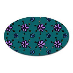 Blue Purple Floral Flower Sunflower Frame Oval Magnet by Alisyart
