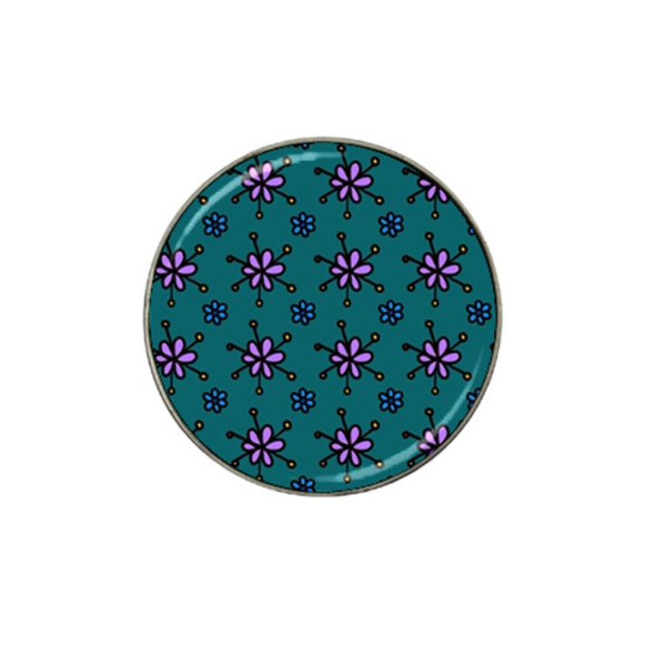 Blue Purple Floral Flower Sunflower Frame Hat Clip Ball Marker