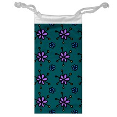 Blue Purple Floral Flower Sunflower Frame Jewelry Bag by Alisyart