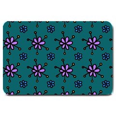 Blue Purple Floral Flower Sunflower Frame Large Doormat 