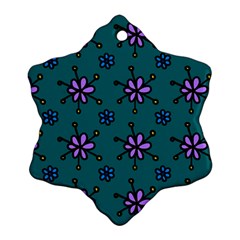 Blue Purple Floral Flower Sunflower Frame Ornament (snowflake)