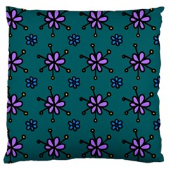 Blue Purple Floral Flower Sunflower Frame Large Cushion Case (one Side)