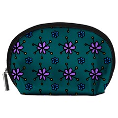 Blue Purple Floral Flower Sunflower Frame Accessory Pouches (large)  by Alisyart