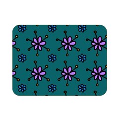 Blue Purple Floral Flower Sunflower Frame Double Sided Flano Blanket (mini)  by Alisyart