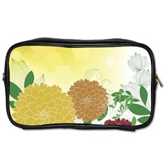 Abstract Flowers Sunflower Gold Red Brown Green Floral Leaf Frame Toiletries Bags 2-side