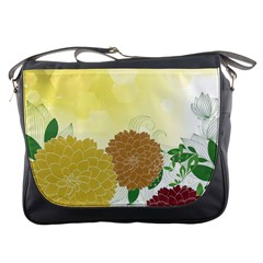 Abstract Flowers Sunflower Gold Red Brown Green Floral Leaf Frame Messenger Bags