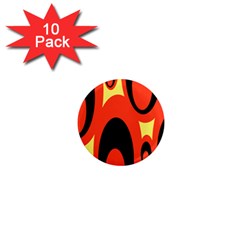 Circle Eye Black Red Yellow 1  Mini Magnet (10 Pack) 