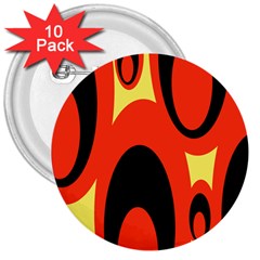 Circle Eye Black Red Yellow 3  Buttons (10 Pack) 