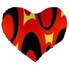 Circle Eye Black Red Yellow Large 19  Premium Flano Heart Shape Cushions by Alisyart