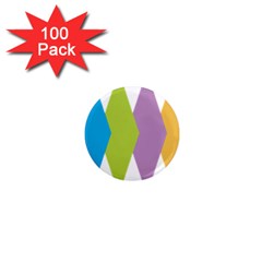 Chevron Wave Triangle Plaid Blue Green Purple Orange Rainbow 1  Mini Magnets (100 Pack) 