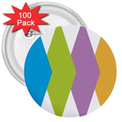 Chevron Wave Triangle Plaid Blue Green Purple Orange Rainbow 3  Buttons (100 Pack) 