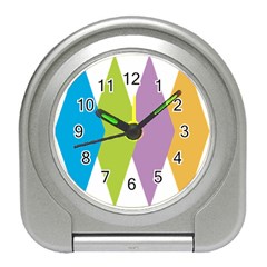 Chevron Wave Triangle Plaid Blue Green Purple Orange Rainbow Travel Alarm Clocks