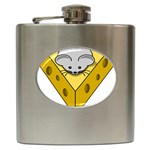 Cheese Mose Yellow Grey Hip Flask (6 oz) Front