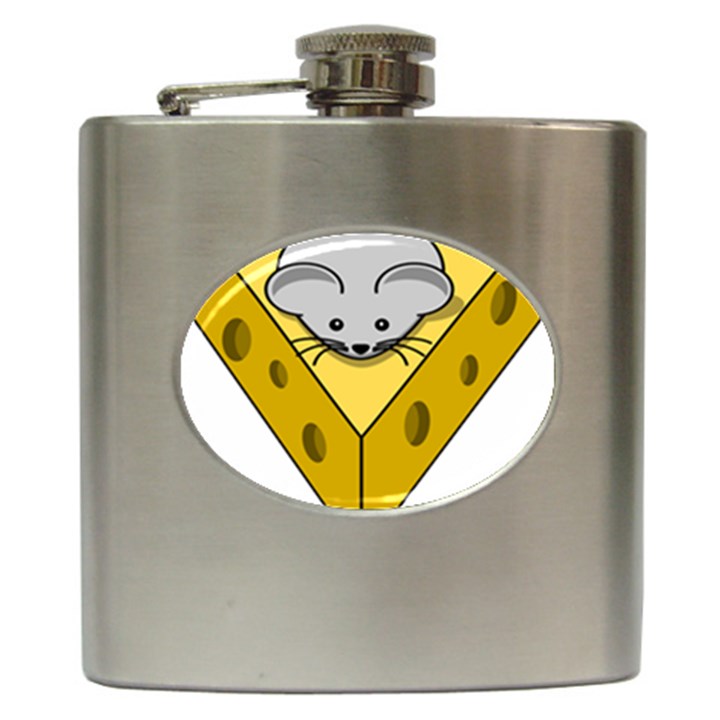 Cheese Mose Yellow Grey Hip Flask (6 oz)