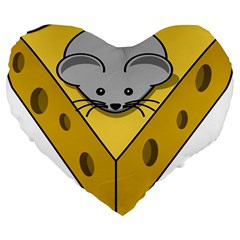 Cheese Mose Yellow Grey Large 19  Premium Flano Heart Shape Cushions