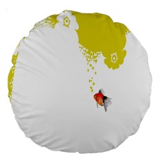 Fish Underwater Yellow White Large 18  Premium Round Cushions by Simbadda