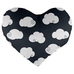 Cloud White Gray Sky Large 19  Premium Heart Shape Cushions by Alisyart