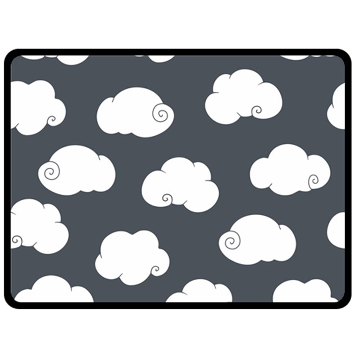 Cloud White Gray Sky Double Sided Fleece Blanket (Large) 