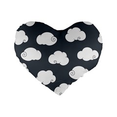 Cloud White Gray Sky Standard 16  Premium Flano Heart Shape Cushions by Alisyart