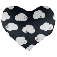 Cloud White Gray Sky Large 19  Premium Flano Heart Shape Cushions by Alisyart