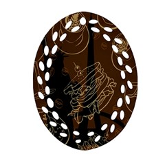 Coffe Break Cake Brown Sweet Original Oval Filigree Ornament (two Sides) by Alisyart