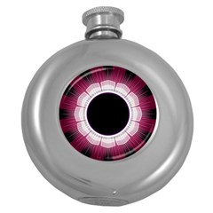 Circle Border Hole Black Red White Space Round Hip Flask (5 Oz) by Alisyart