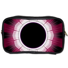 Circle Border Hole Black Red White Space Toiletries Bags