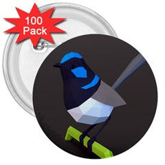 Animals Bird Green Ngray Black White Blue 3  Buttons (100 Pack) 