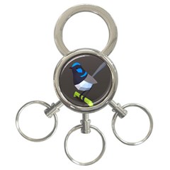 Animals Bird Green Ngray Black White Blue 3-ring Key Chains