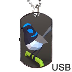 Animals Bird Green Ngray Black White Blue Dog Tag Usb Flash (two Sides)