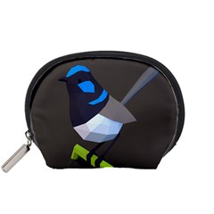 Animals Bird Green Ngray Black White Blue Accessory Pouches (small)  by Alisyart