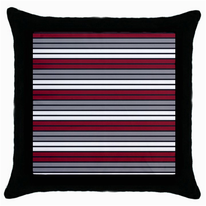 Fabric Line Red Grey White Wave Throw Pillow Case (Black)