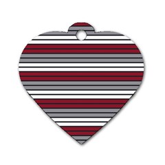 Fabric Line Red Grey White Wave Dog Tag Heart (two Sides)