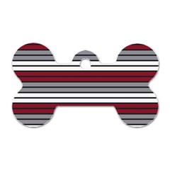 Fabric Line Red Grey White Wave Dog Tag Bone (two Sides)