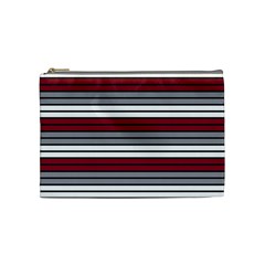 Fabric Line Red Grey White Wave Cosmetic Bag (medium) 